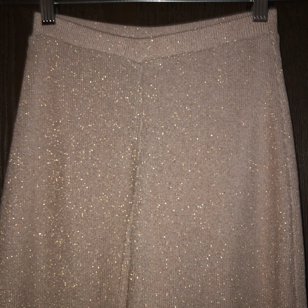 Feather Bone by Anthropologie sparkle knit wide leg pants size XXS - Picture 3 of 5